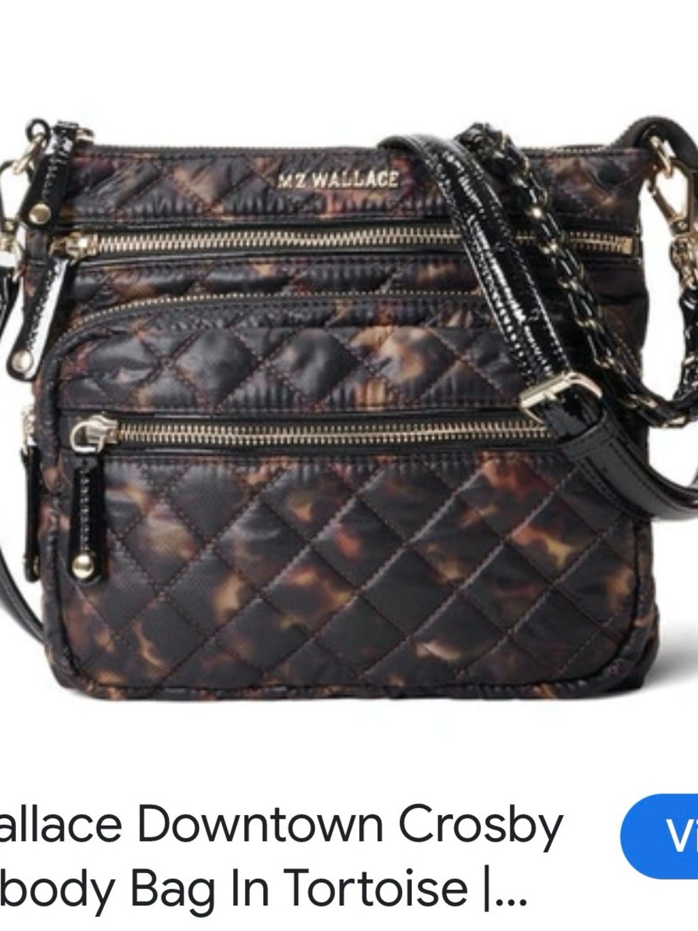 MZ Wallace Tortoise-Print Downtown Crosby Crossbody - Black/Brown